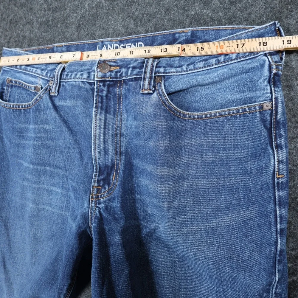 Lands'‎ End Jeans Mens 37 Blue 100% Cotton Traditional Fit Straight Leg Denim
